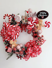 Load image into Gallery viewer, 18” Christmas Candy Cane Wreath