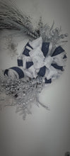 Load image into Gallery viewer, 18” Blue, Silver and White Christmas Wreath