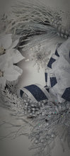 Load image into Gallery viewer, 18” Blue, Silver and White Christmas Wreath