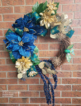Load image into Gallery viewer, 18” Royal Blue and Gold Glam Christmas Wreath