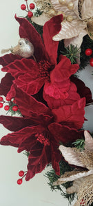 18" Poinsettia Christmas Wreath
