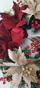 18" Poinsettia Christmas Wreath