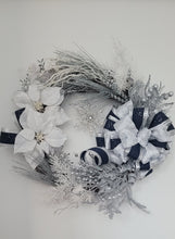 Load image into Gallery viewer, 18” Blue, Silver and White Christmas Wreath
