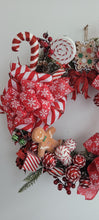 Load image into Gallery viewer, 18” Christmas Candy Cane Wreath
